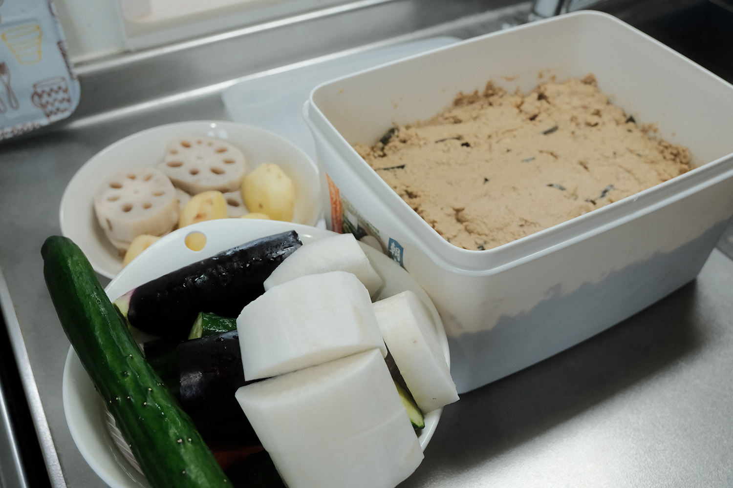 4毒抜き ぬか漬け 野菜準備 れんこん じゃがいも