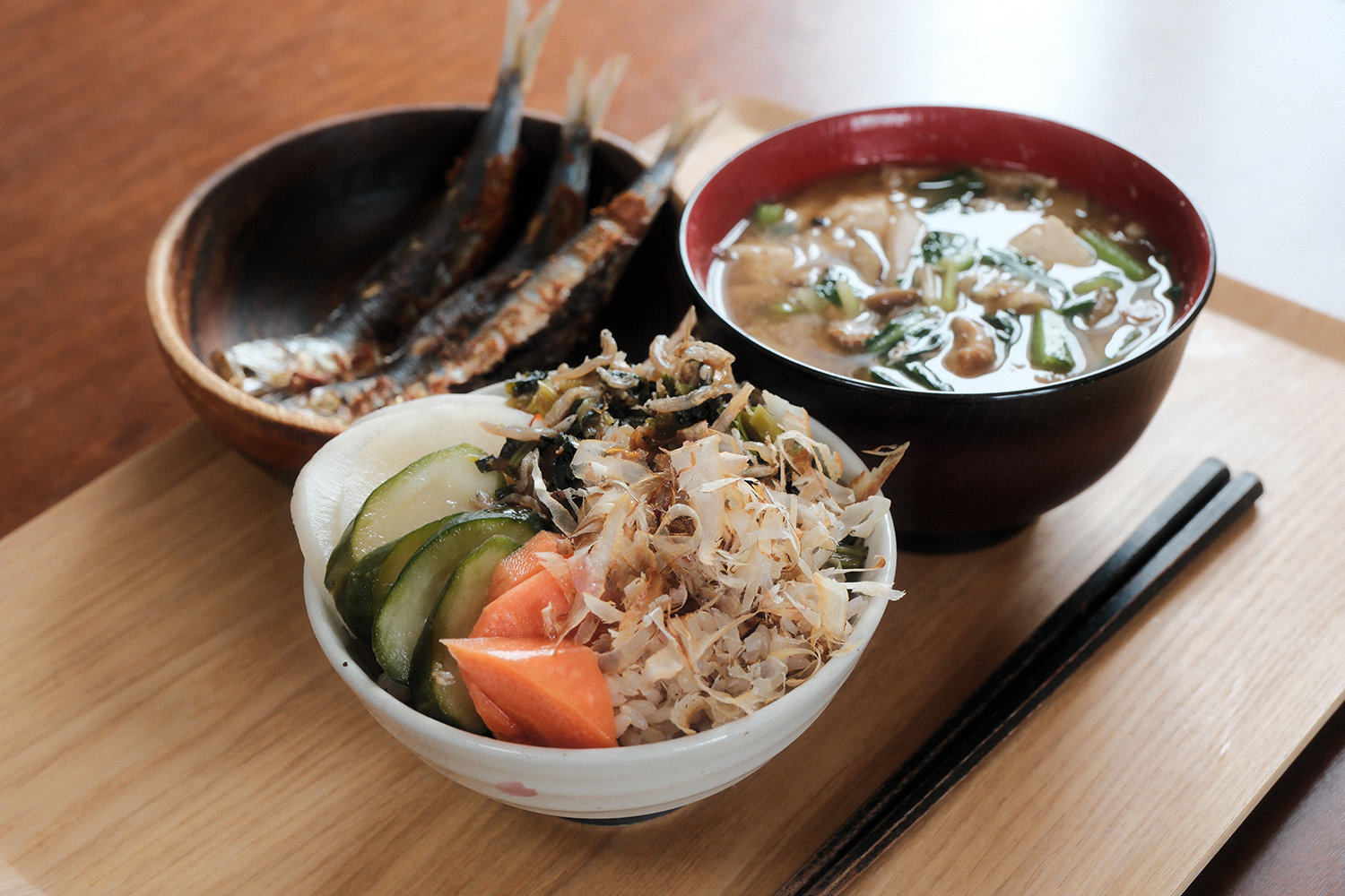 4毒抜き 玄米 味噌汁 いわし 日常の食事