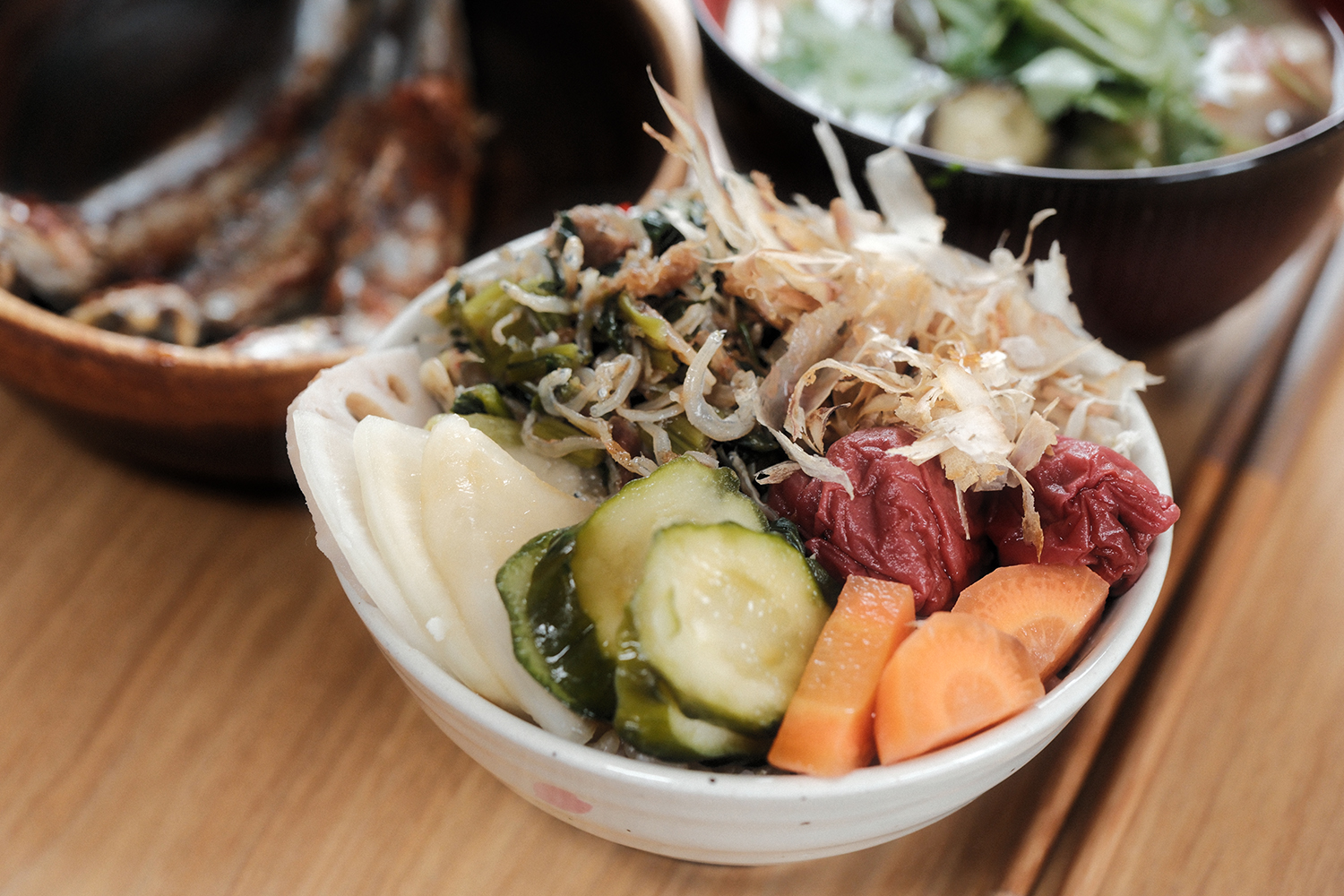 4毒抜き 玄米ごはん 梅干し ぬか漬け 自家製ふりかけ