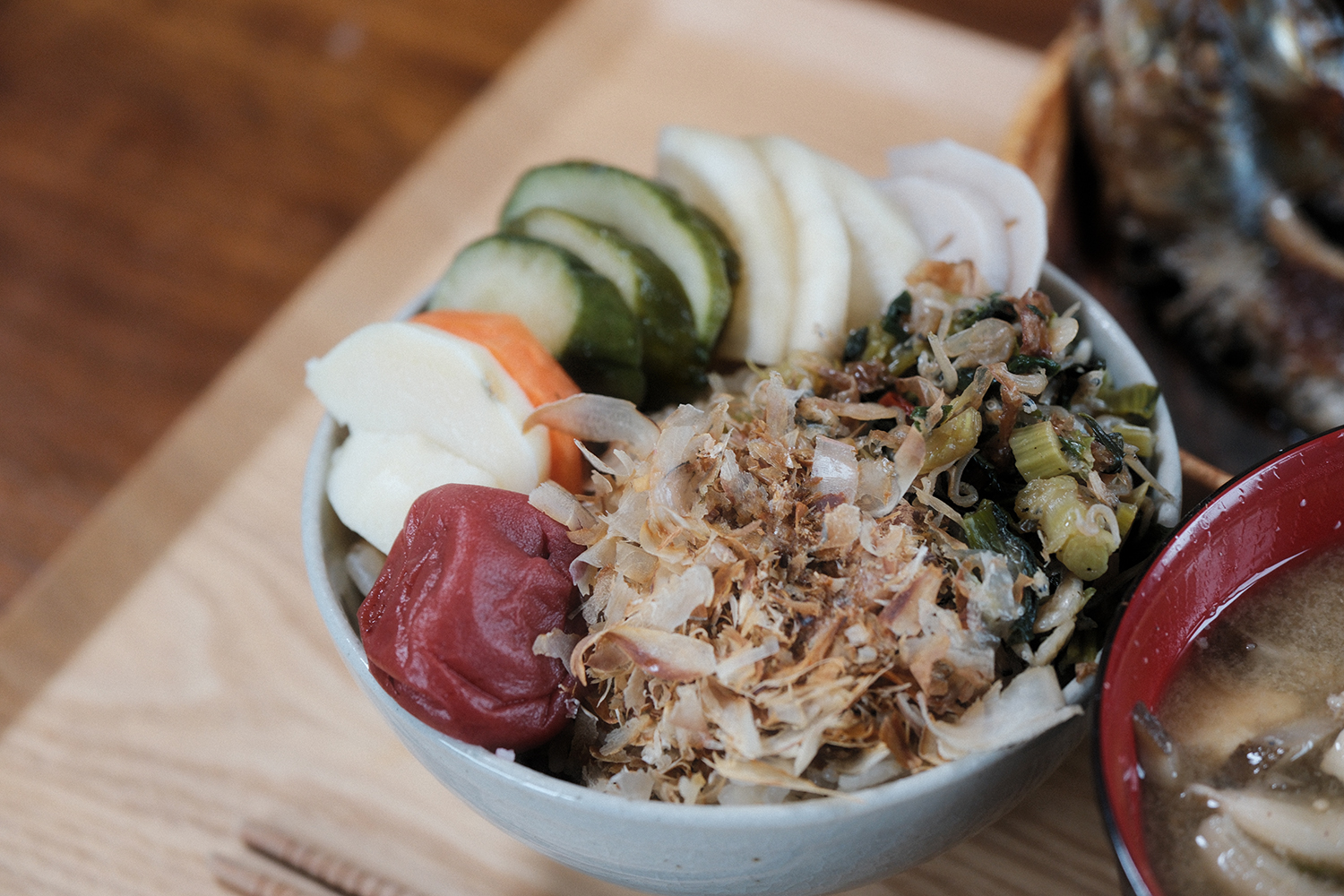 4毒抜き 玄米ごはん ぬか漬け 梅干し いわし節