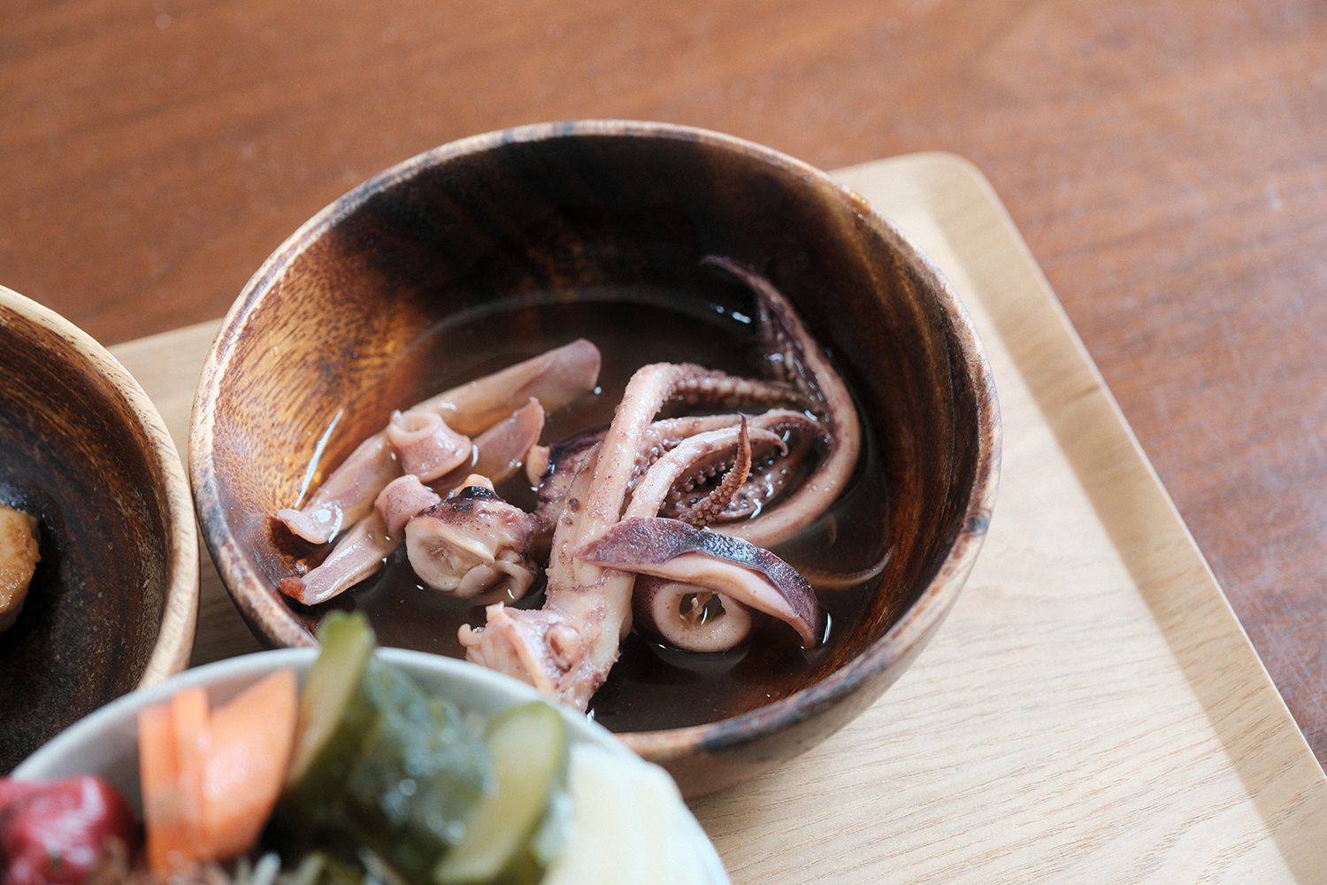 4毒抜き 玄米ごはん やげん軟骨 イカ煮物 お昼ごはん